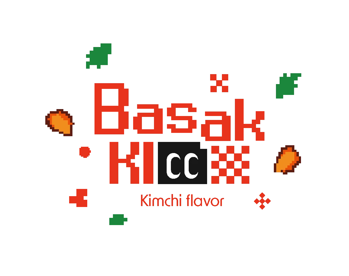 바삭킴 — 맛별 로고와 픽셀 그래픽 1